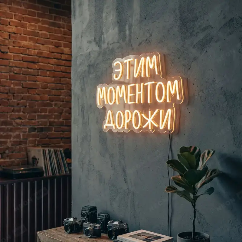 Неоновая вывеска Этим моментом дорожи — вид 2