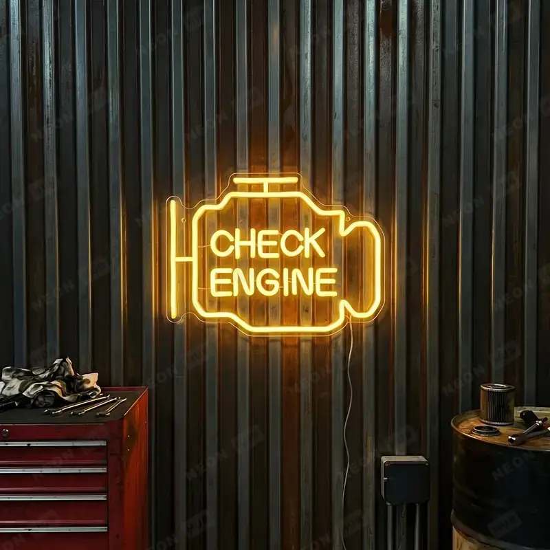 Неоновая вывеска check engine — вид 2