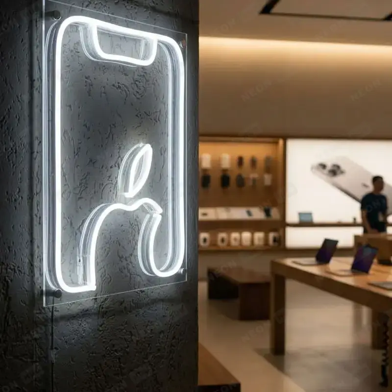 Неоновая вывеска Apple силуэт — вид 2