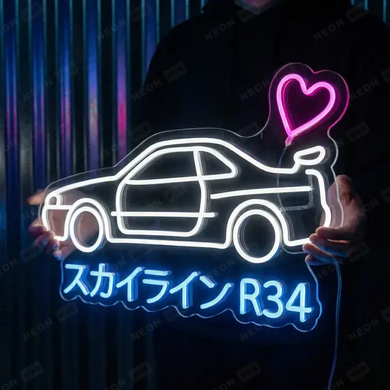 Неоновая вывеска SKYLINE R34 IN PROFILE