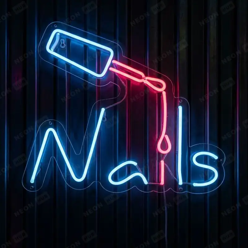 Неоновая вывеска надпись nails