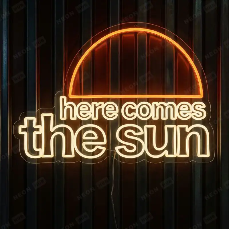 Неоновая вывеска HERE COMES THE SUN