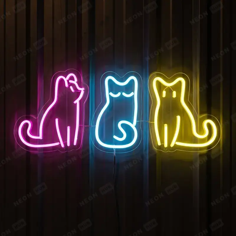 Неоновая вывеска 3 кота