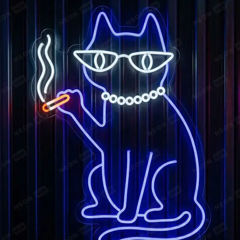 Неоновая вывеска КОТ СИГАРЕТА